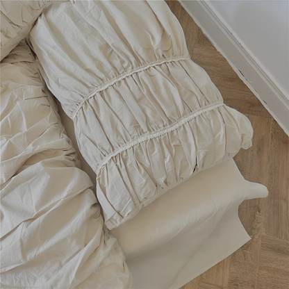 Beige Bedding Set – 100% Washed Cotton Bed Set with Pillowcases and Sheet, Durable and Easy Care for Modern Bedrooms-3