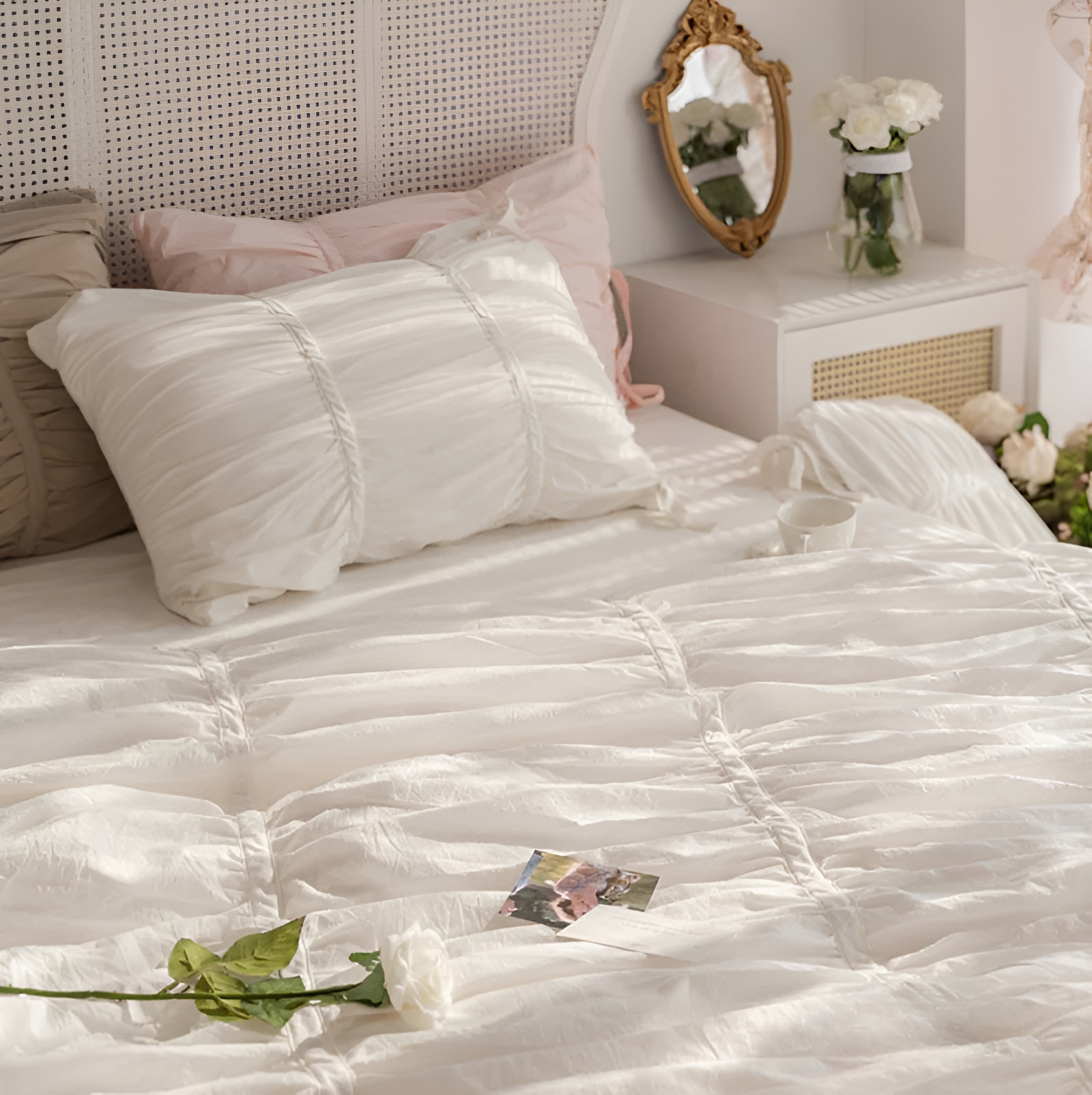 Beige Bedding Set – 100% Washed Cotton Bed Set with Pillowcases and Sheet, Durable and Easy Care for Modern Bedrooms-4