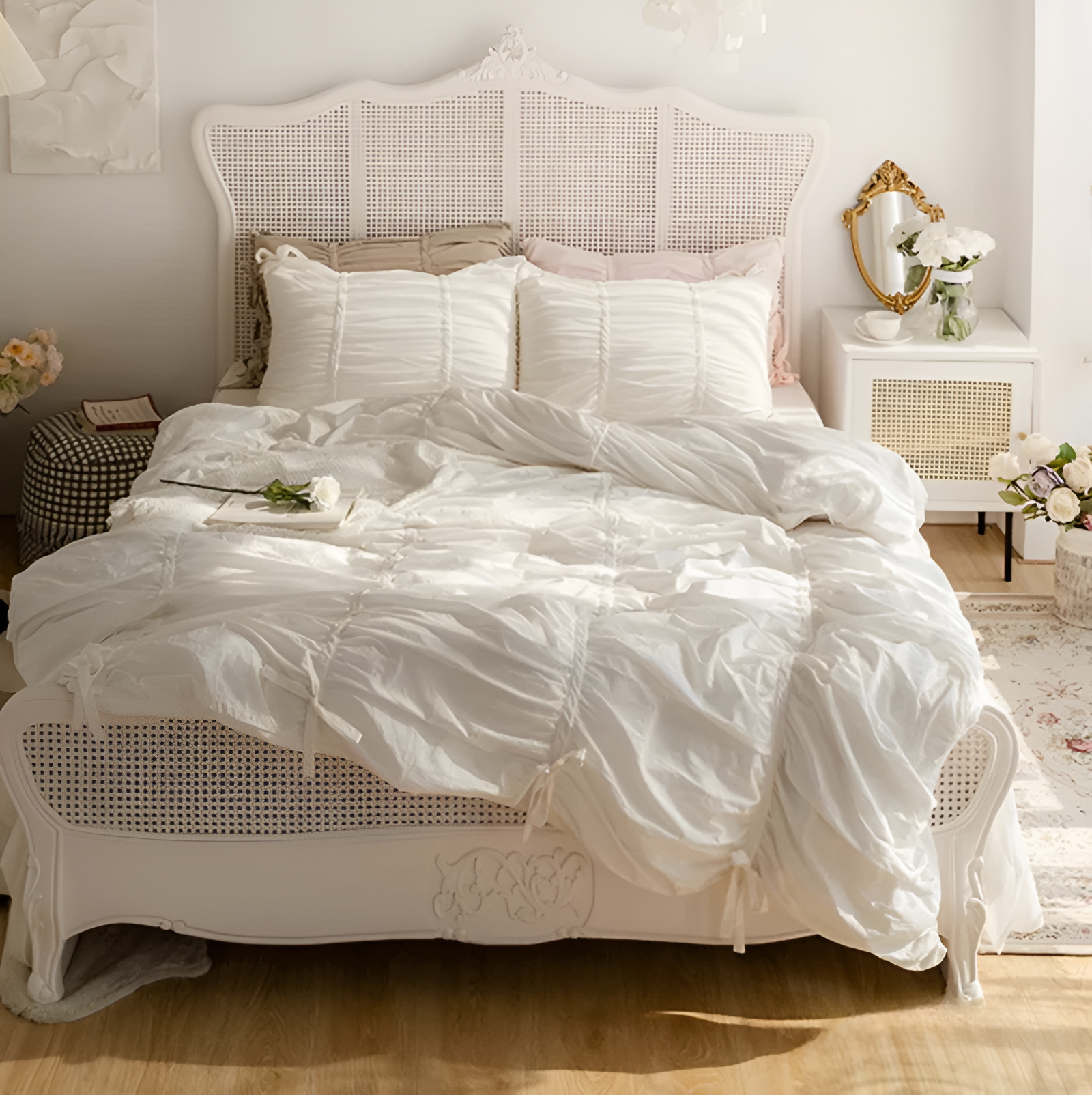 Beige Bedding Set – 100% Washed Cotton Bed Set with Pillowcases and Sheet, Durable and Easy Care for Modern Bedrooms-1