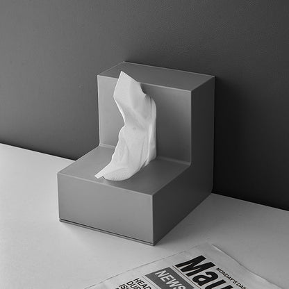 Modern Abstract Plastic Tissue Box with Large Discharge Slot – L-Shaped Design for Home and Office