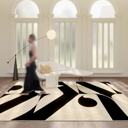 Artistic Black and White Rug – Comfortable and Versatile Carpet for Modern and Classic Interiors