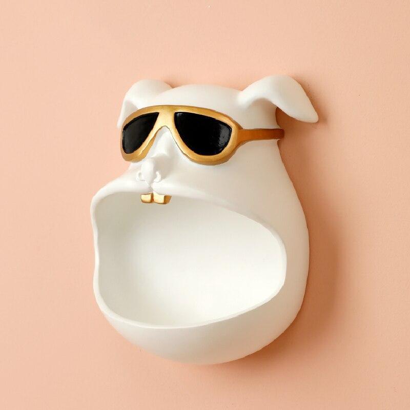 Wall Organiser Dog with Open Mouth in Resin – Storage Solution for Keys and Accessories, Compact 21x10x16.5 cm