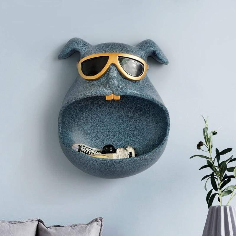 Wall Organiser Dog with Open Mouth in Resin – Storage Solution for Keys and Accessories, Compact 21x10x16.5 cm