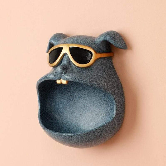 Wall Organiser Dog with Open Mouth in Resin – Storage Solution for Keys and Accessories, Compact 21x10x16.5 cm