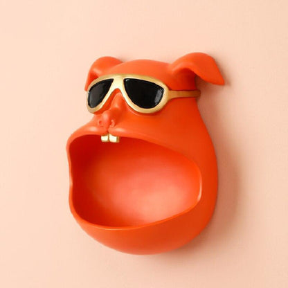 Wall Organiser Dog with Open Mouth in Resin – Storage Solution for Keys and Accessories, Compact 21x10x16.5 cm