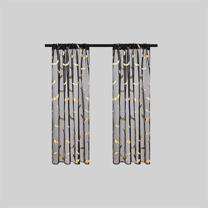 Transparent Polyester Curtains with Bat Pattern – Lightweight and Modern for Bedroom and Living Room