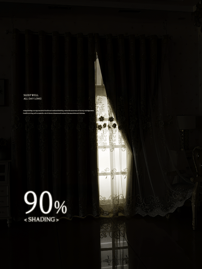 Luxury Blackout Curtains with 3D Floral Embroidery – Cream Velvet Window Decoration for Optimal Light Blocking