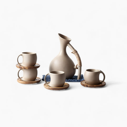 Handcrafted Ceramic Jug with Matt Glaze | Modern Organic Design | Ideal for Serving Drinks, Matching Mugs Available