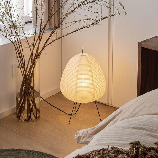 Modern Floor Lamp with Rice Paper Shade and Steel Frame for Living Room – Elegant Ambient Lighting-1